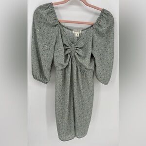 Monteau Women's Half Sleeve Floral Low Cut Mini Dress